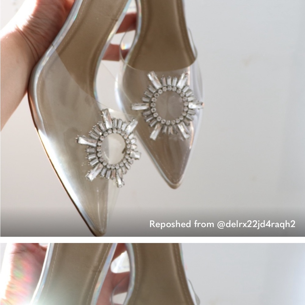 Ego New Studded Pointed Toe Transparent Thin Heels - image 2
